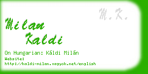 milan kaldi business card