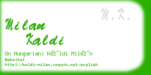 milan kaldi business card